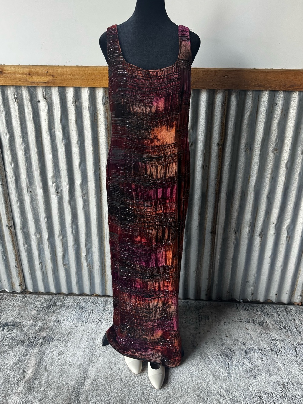 Ombré Maxi Dress in Burgundy and Rust